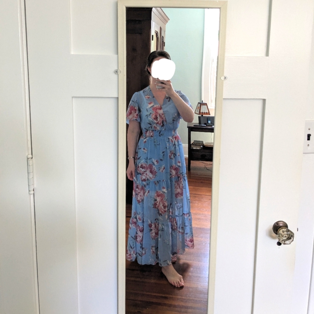 Enfocus Blue Floral Maxi Dress